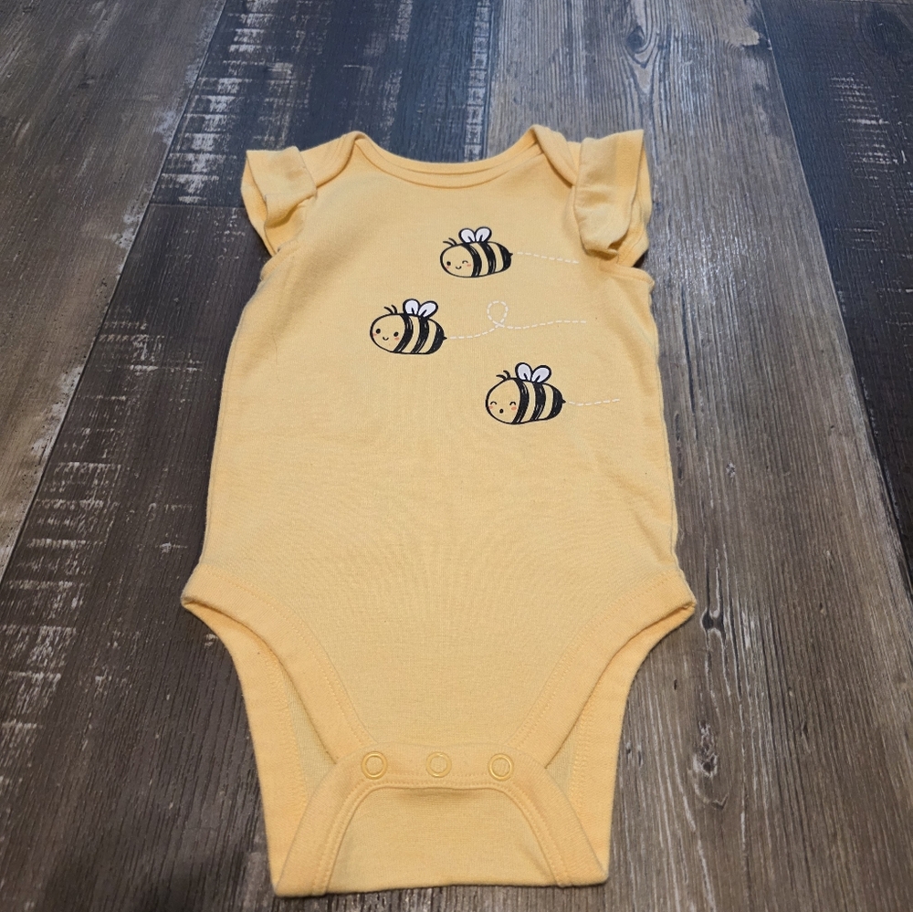 Yellow Bee Print Kids One Piece